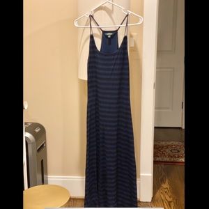 Ralph Lauren long maxi navy and black striped dress
